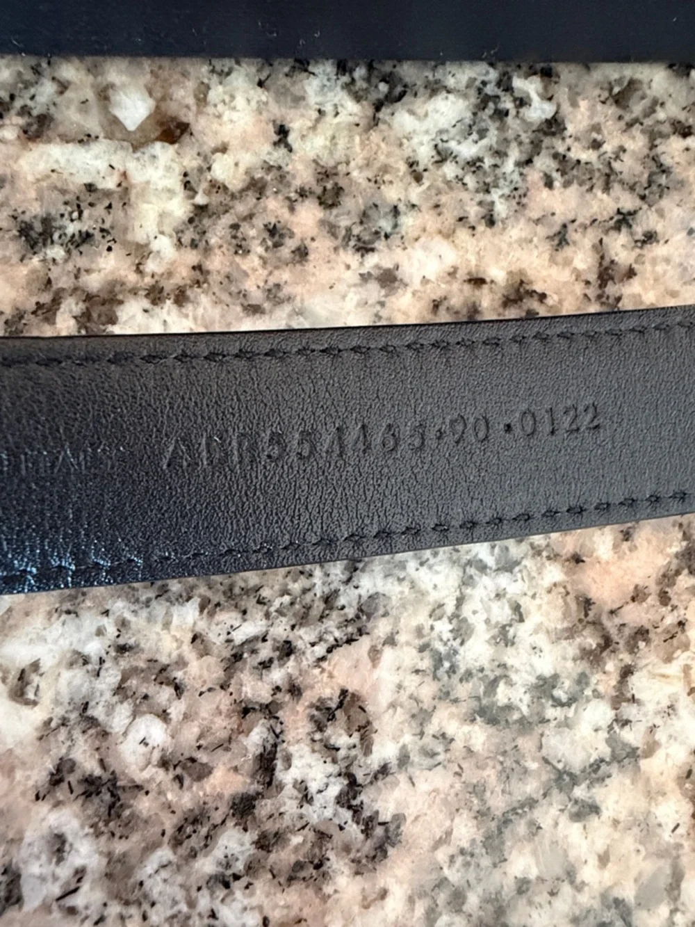 Yves Saint Laurent Cassandre Thin Belt in Grained Leather